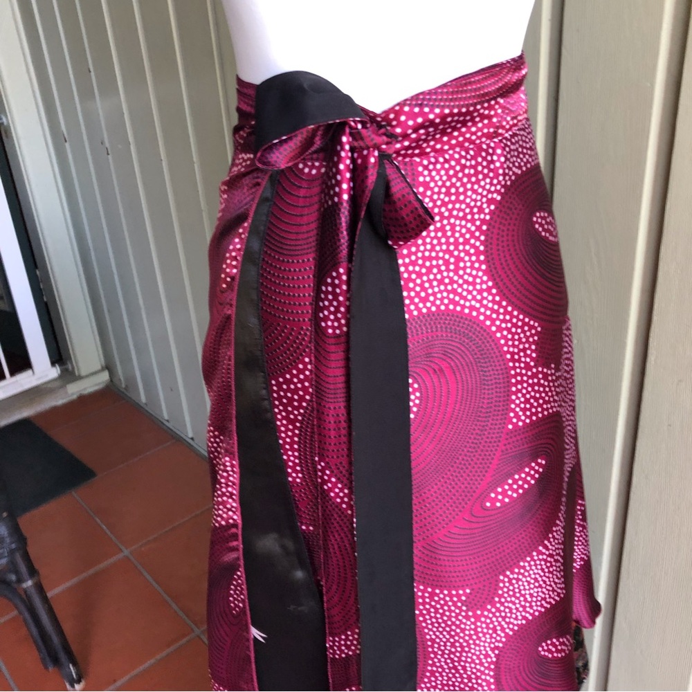No label Indian Poly Reversible Long Wrap Skirt. Free Size - Picture 7 of 8
